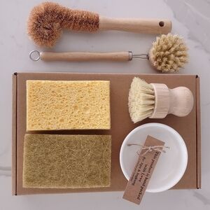 100% All Natural Bamboo Dish Brush SET